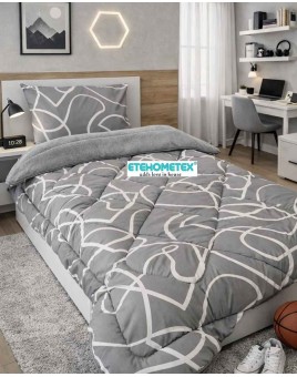 ETE HOMETEX TEK KİŞİLİK LÜX WELSOFT YORGAN SETİ MİX GRİ 8696474232070